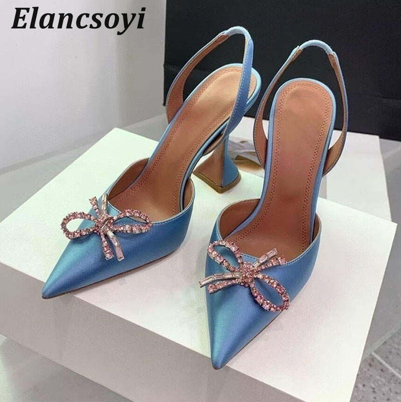 뾰족코 하이힐 여성 펌프스 크리스탈 리본 새틴 샌들 여 - Casual Sandal Leather 리뷰 및 가격
