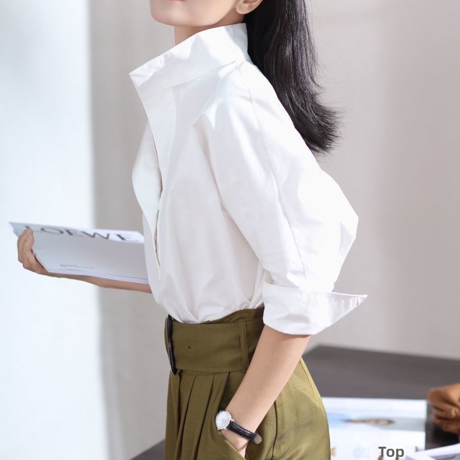 초가을 2023 여성용 루즈핏 스탠드 칼라 배트윙 민소 - Shirt Camp Collar 리뷰 및 가격
